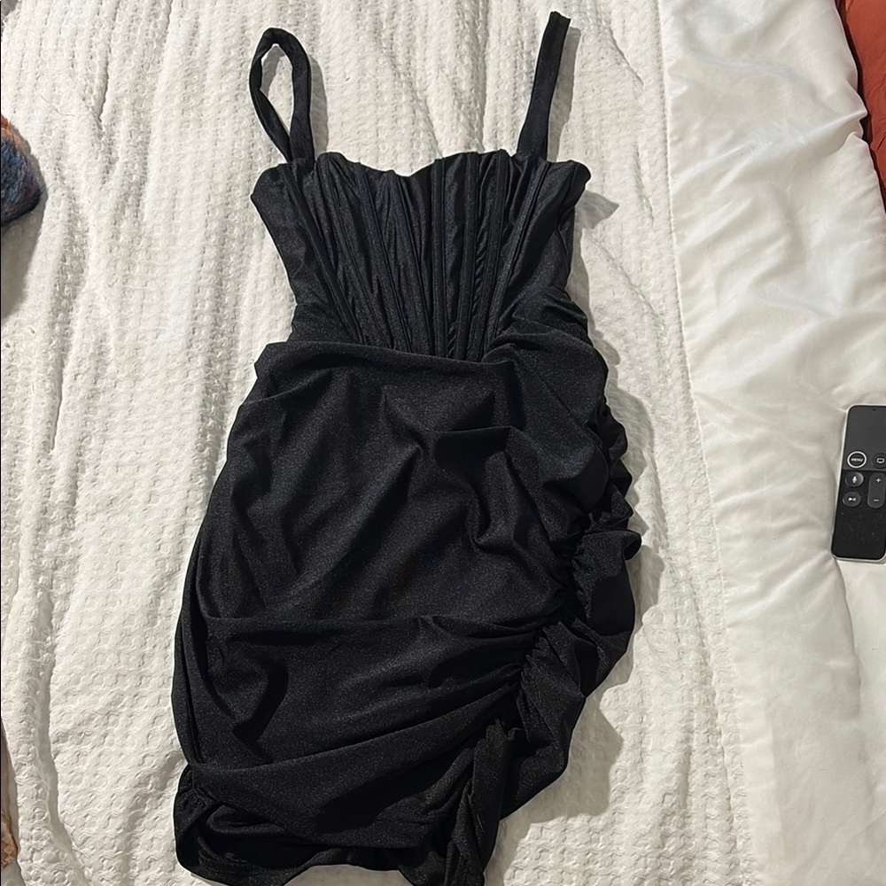 Elegant Black Ruched Dress